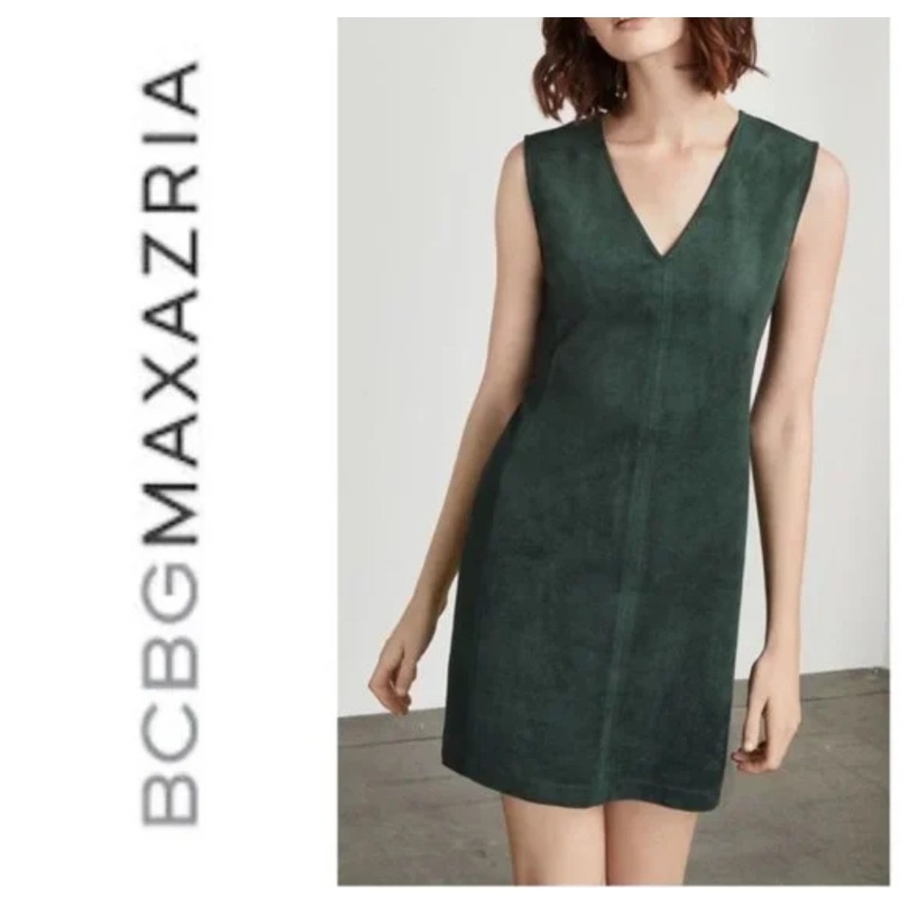 BCBGMAXAZRIA Malina Faux Suede Mini Dress Dress Sleeveless V Neck Shift‎ Small